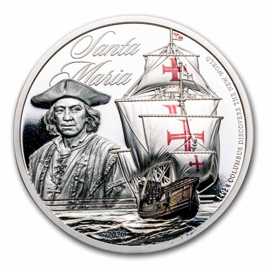 2026 Cook Islands 1 oz Silver Legends of the Sea: Santa Maria