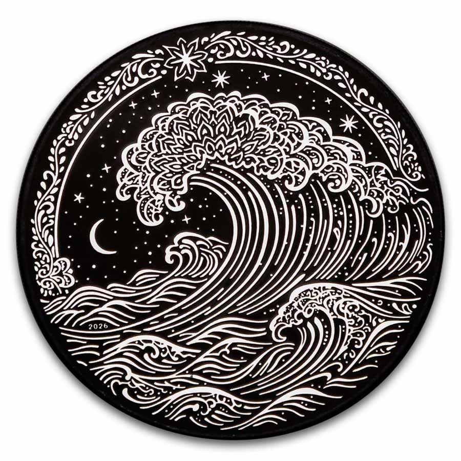 2026 Cook Islands 1 oz Silver Obsidian Black Wave (w/ Box & COA)