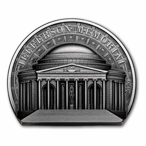2026 Cook Islands 2 oz Silver Antique Jefferson Memorial