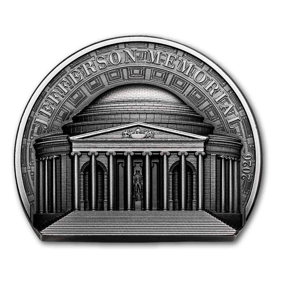 2026 Cook Islands 2 oz Silver Antique Jefferson Memorial