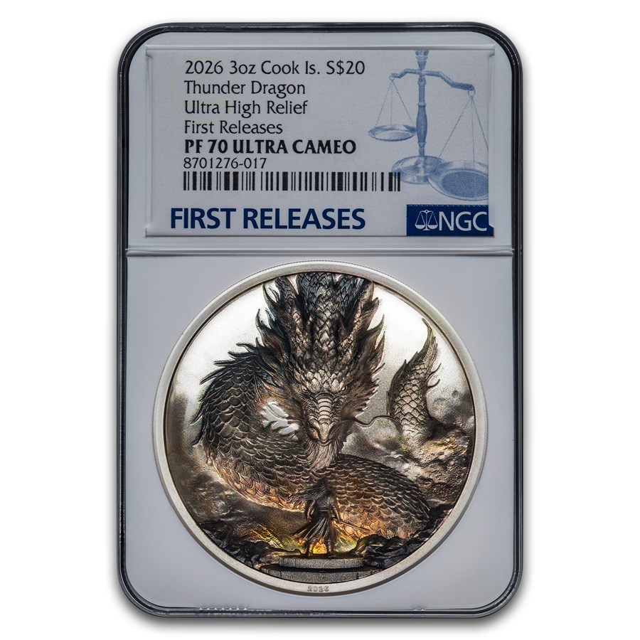 2026 Cook Islands 3 oz Silver Thunder Dragon Proof PF-70 NGC FR