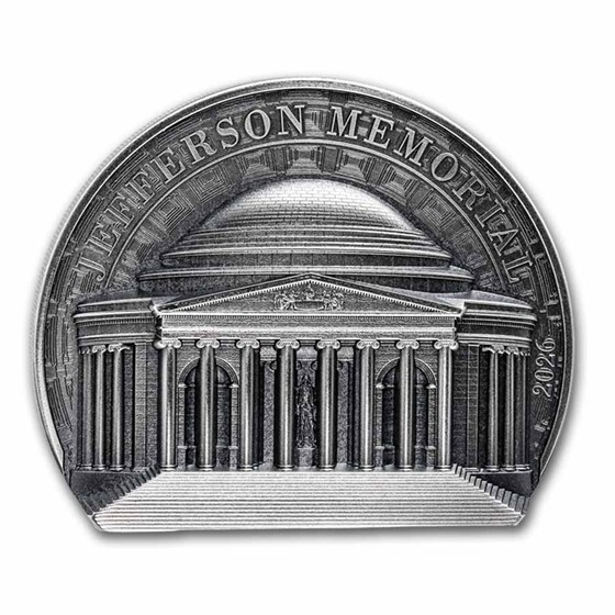 2026 Cook Islands 5 oz Silver Antique Jefferson Memorial
