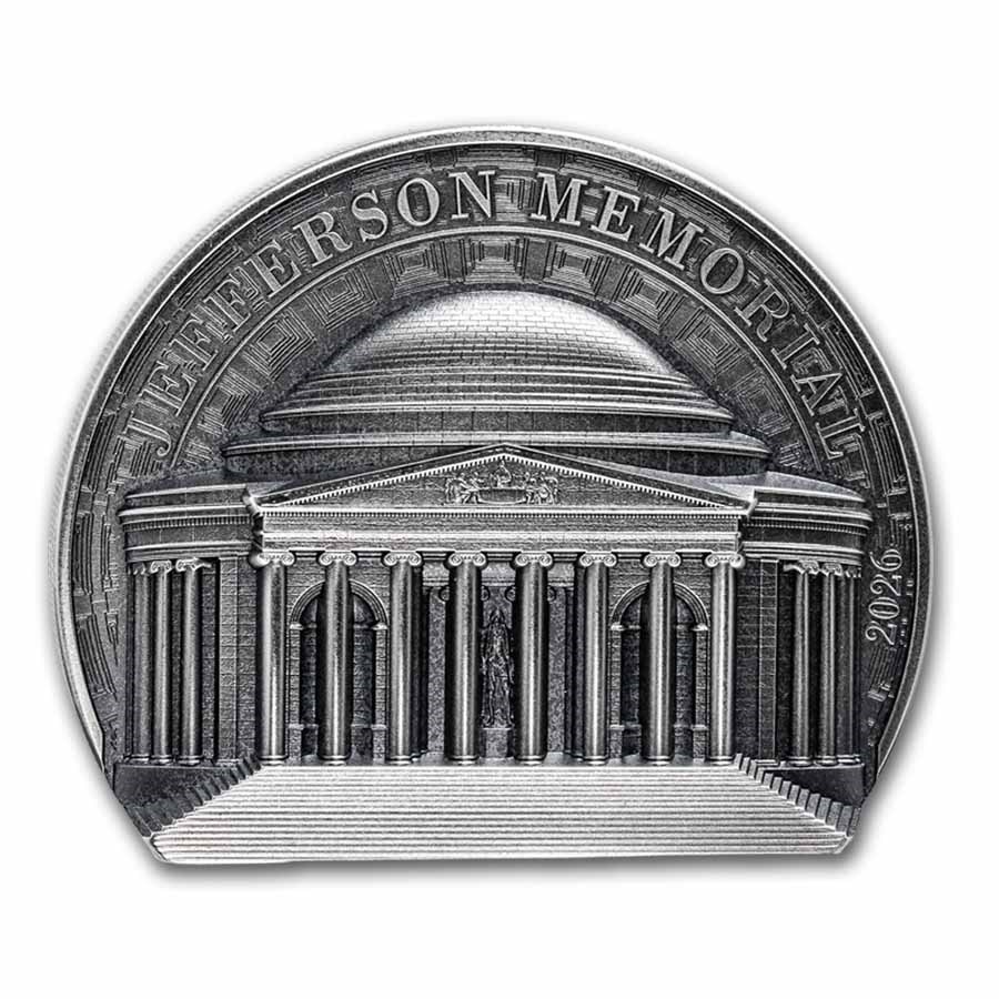 2026 Cook Islands 5 oz Silver Antique Jefferson Memorial