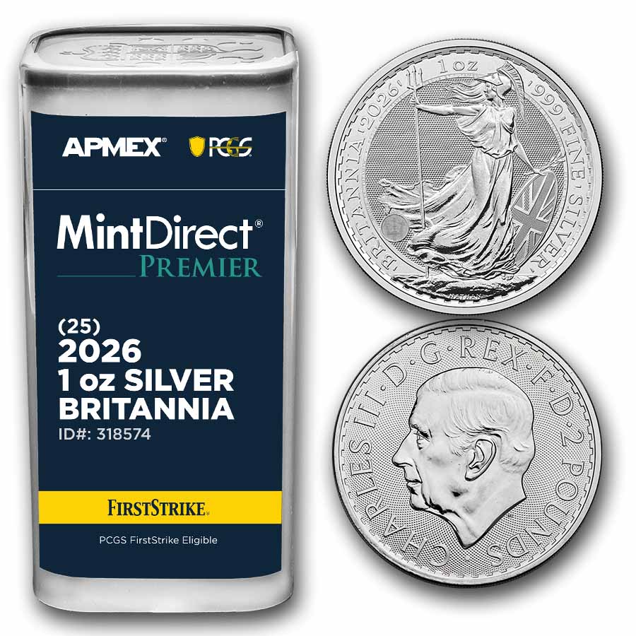 Buy 25-Coin Tube 2026 1 oz Silver Britannia MD Premier | APMEX