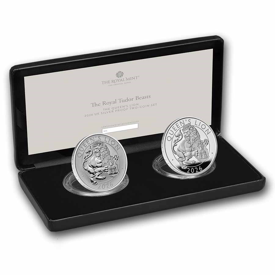 2026 GB 1 oz Silver Queen's Lion Prf & Reverse Frosted 2-Coin Set