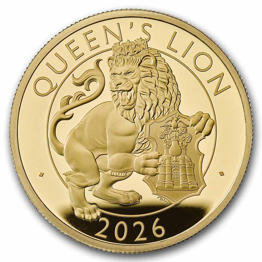 2026 GB Royal Tudor Beasts Queen's Lion 1 oz Gold Pf (Box/COA)