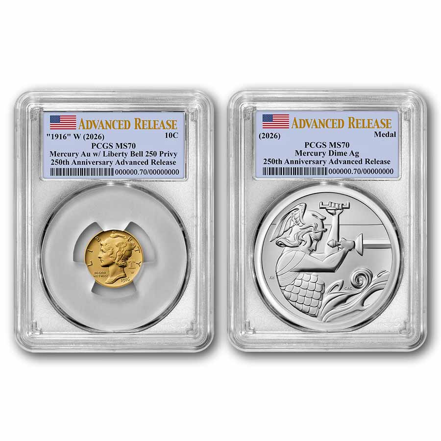 Buy 2026 Gold Mercury Coin & Silver Medal Set MS-70 AR | APMEX