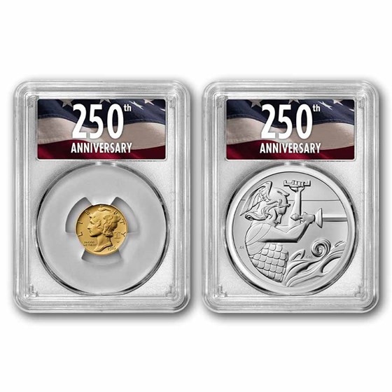 2026 Gold Mercury Coin & Silver Medal Set MS-70 PCGS (FDI, 250th)