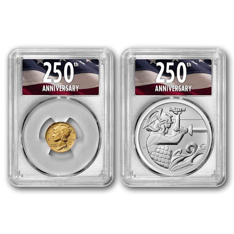 2026 Gold Mercury Coin & Silver Medal Set MS-70 PCGS (FDI, 250th)