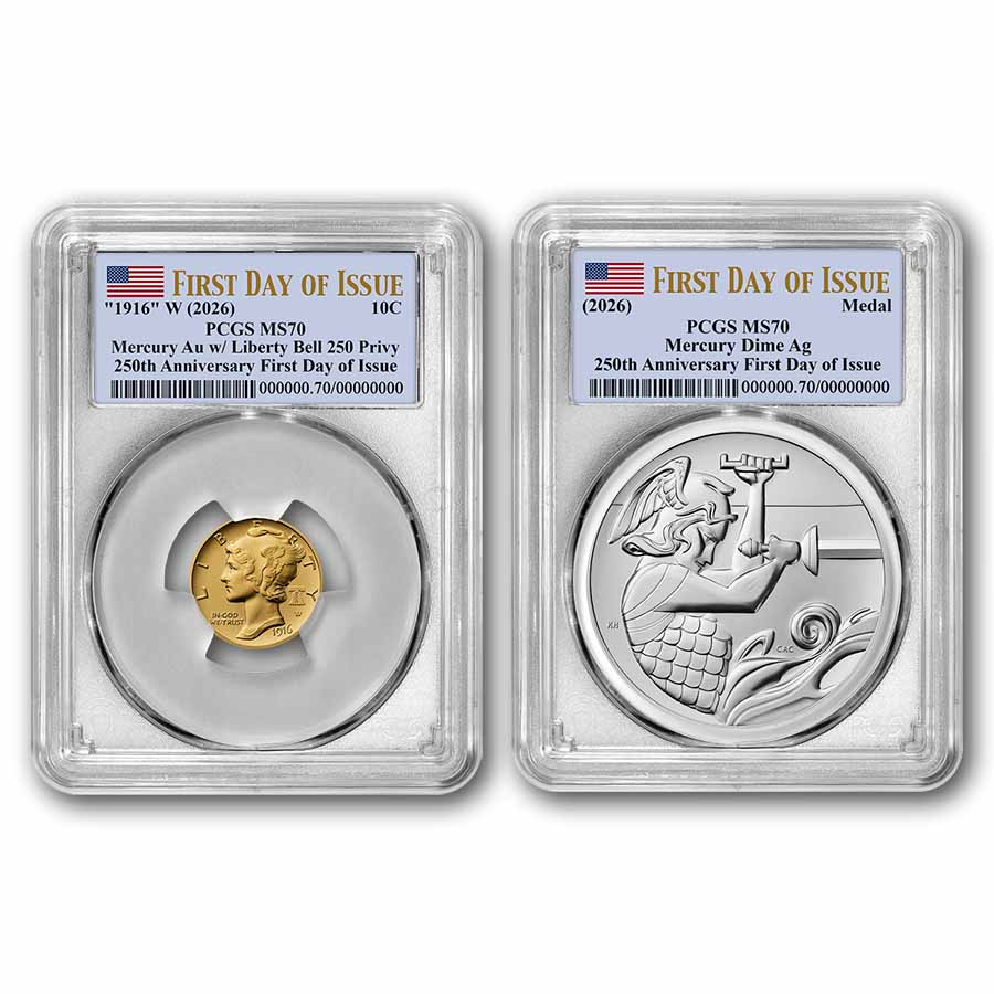 まー メダル15個 Buy 2026 Gold Mercury Coin & Silver Medal Set MS-70 FDI | APMEX