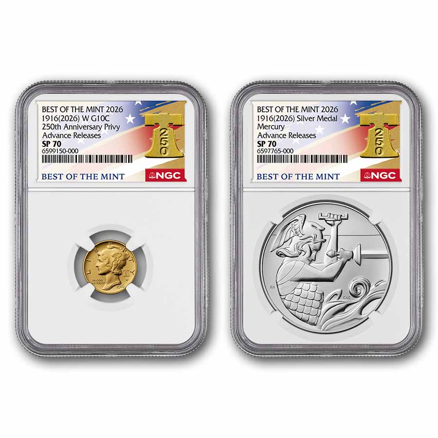 Buy 2026 Gold Mercury Coin/Silver Medal Set MS-70 (AR, Bell) | APMEX