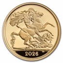 2026 Great Britain Gold Half Sovereign Proof Coin (Yellow Gold)