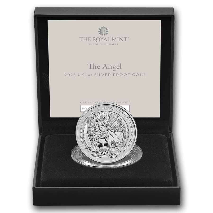2026 エンジェル　純銀 ハーフオンス　限定　銀貨　新品未開封② 2026 Great Britain The Angel 1 oz Silver Prf Coin (w/ Box & COA