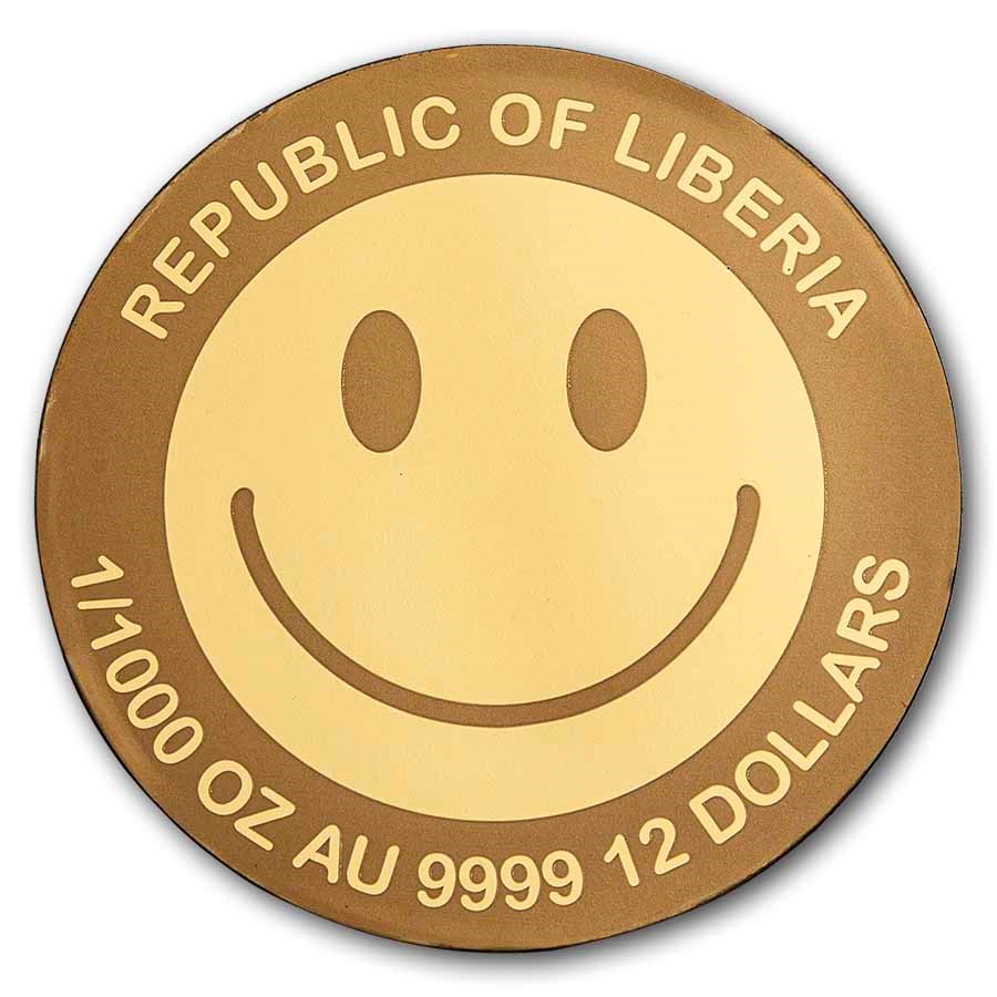 2026 Liberia 1/1000 oz Gold Smiley