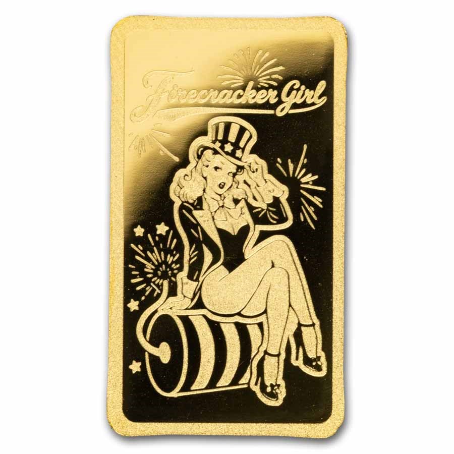 2026 Liberia 1/200 oz Gold Firecracker Girl Coin Bar