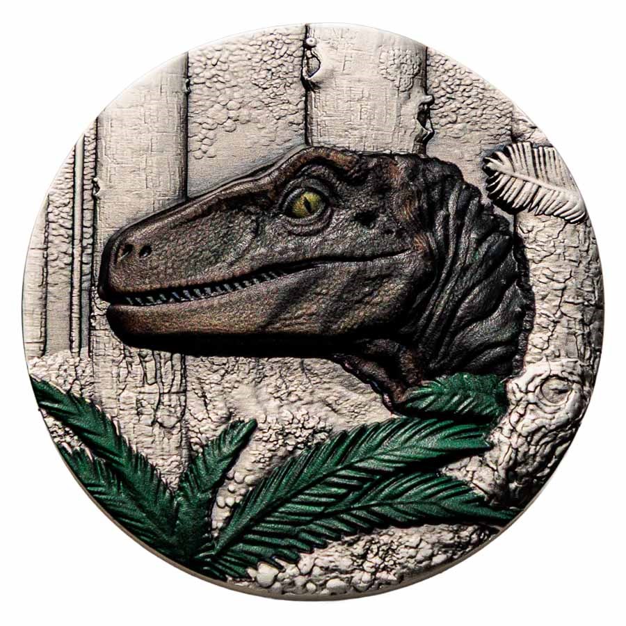 2026 Liberia 1 oz Silver Antique Jurassic Velociraptor
