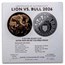 2026 Liberia 2 oz Silver Lion vs Bull Proof (w/ Box & COA)