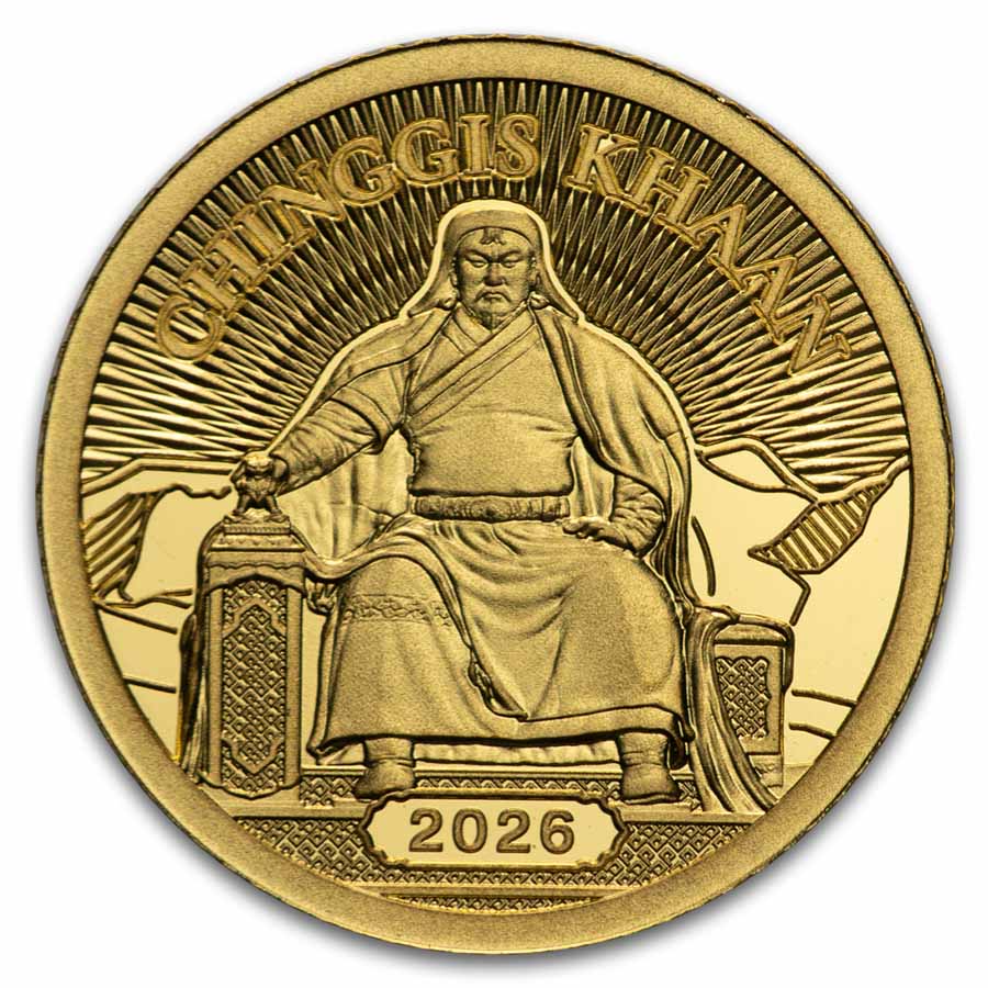 Buy 2026 Mongolia 1/2 gram Gold Chinggis Khaan Proof | APMEX