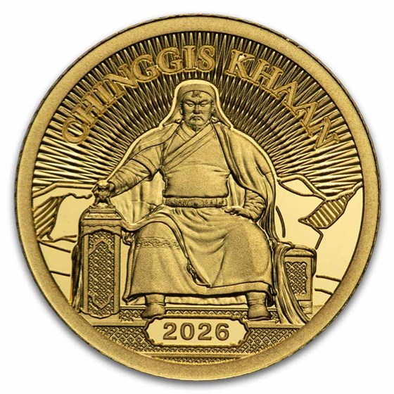 2026 Mongolia 1/2 gram Gold Chinggis Khaan Proof