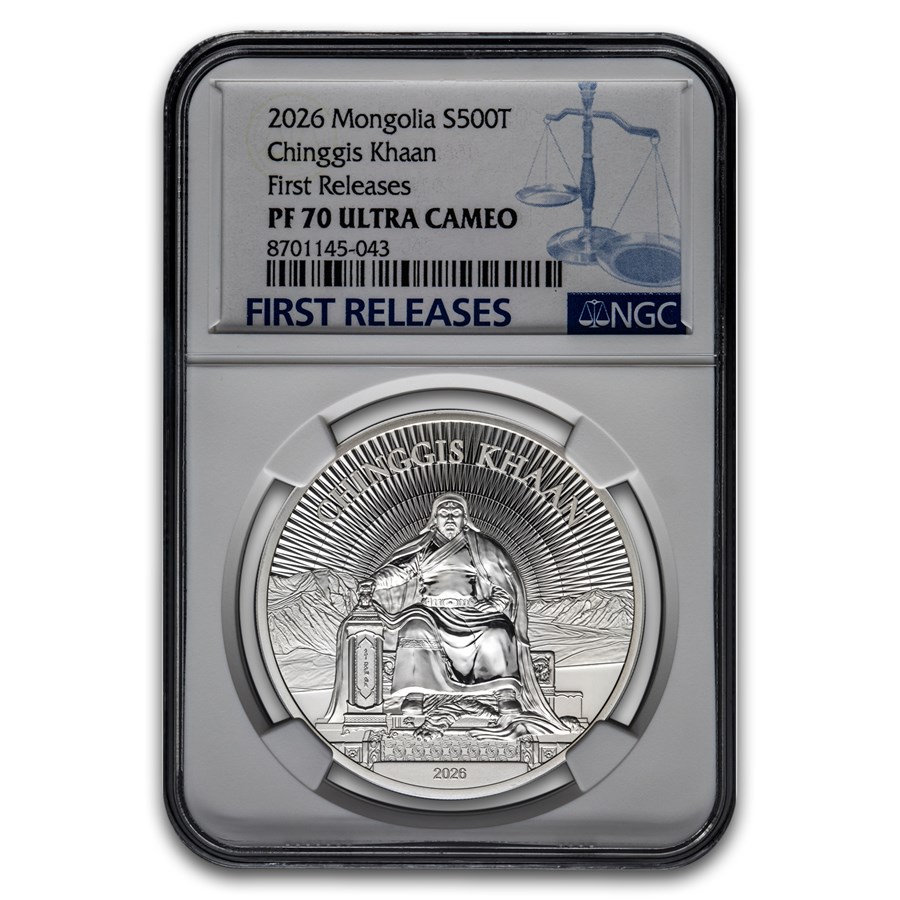 2026 Mongolia 1 oz Silver Chinggis Khaan Proof PF-70 NGC FR