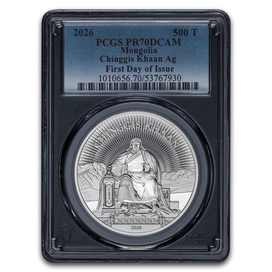 2026 Mongolia 1 oz Silver Chinggis Khaan Proof PR-70 PCGS FDI