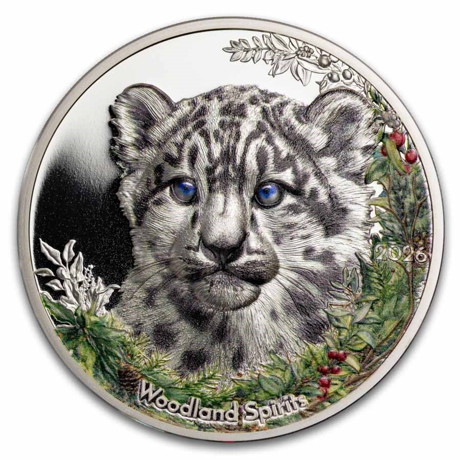2026 Mongolia 1 oz Silver Woodland Spirits: Snow Leopard (w/ COA)