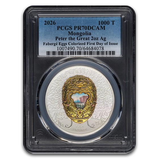 2026 Mongolia 2 oz Ag Faberge Egg; Peter the Great PR-70 PCGS FDI