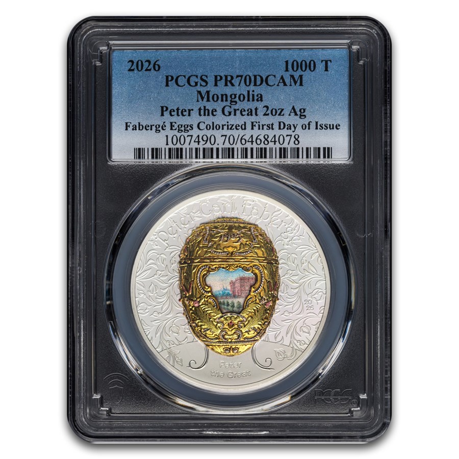 2026 Mongolia 2 oz Ag Faberge Egg; Peter the Great PR-70 PCGS FDI
