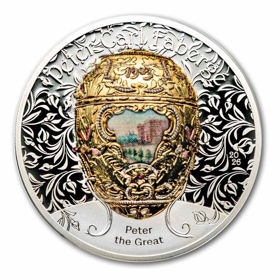 2026 Mongolia 2 oz Silver Faberge Egg; Peter the Great