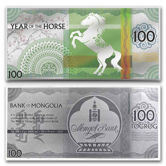 2026 Mongolia Lunar Year of the Horse Silver Note