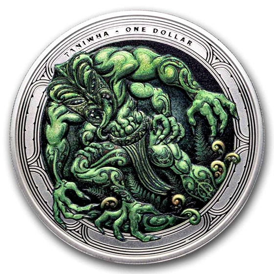 2026 New Zealand 1 oz Silver Colorized Dwelling Taniwha: Forest