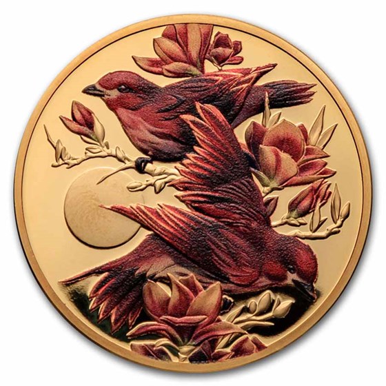 2026 Niue 1 oz Gold Proof Birds of Beauty: Purple Finch