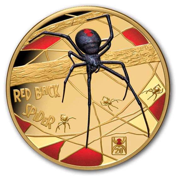2026 Niue 1 oz Gold Red Back Spider Deadly & Dangerous PF (Box)
