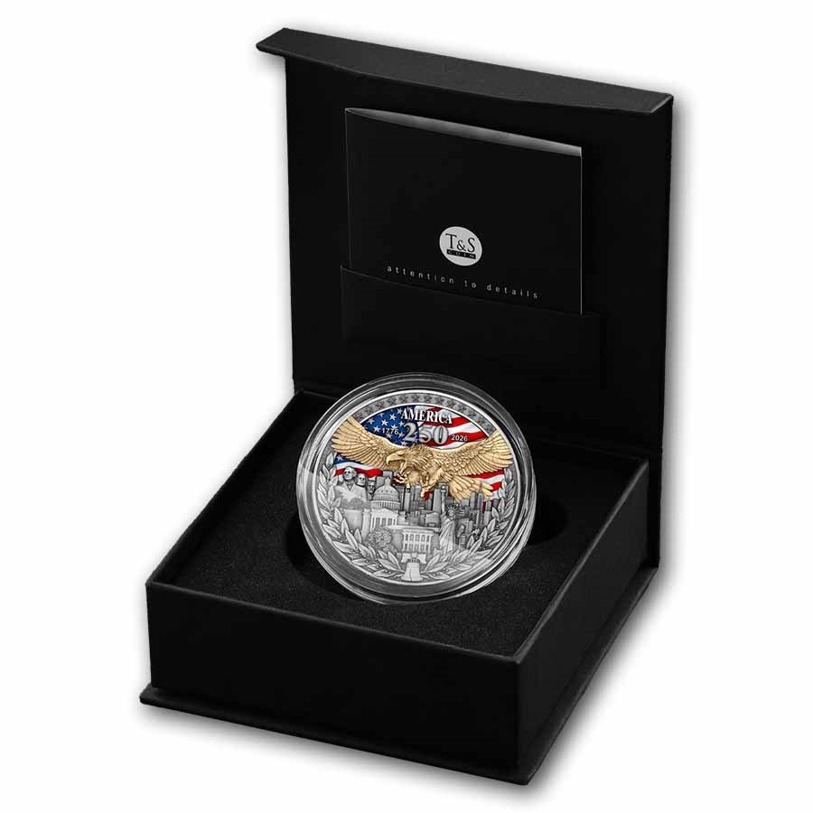 2026 Niue 2 oz Silver America 250th Ann. Gilded Coin (Box & COA)