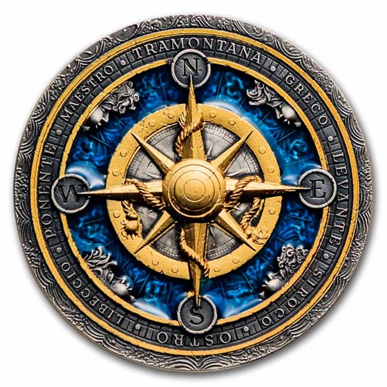 2026 Niue 2 oz Silver Compass Rose (w/ Box & COA)
