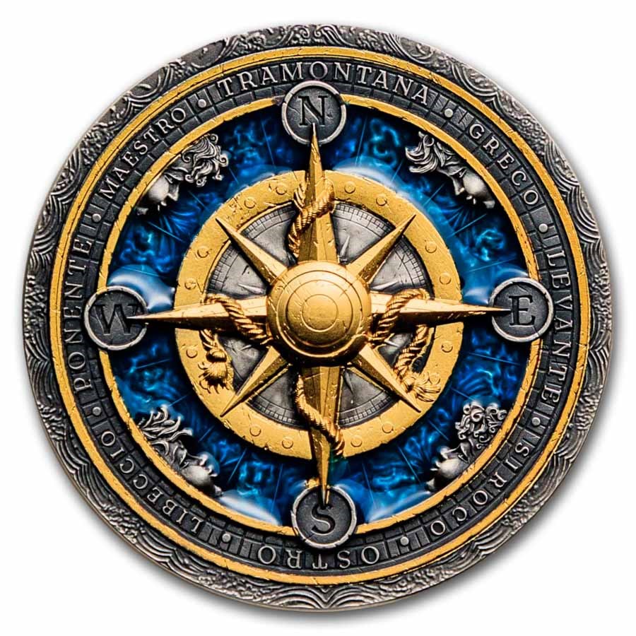 2026 Niue 2 oz Silver Compass Rose (w/ Box & COA)