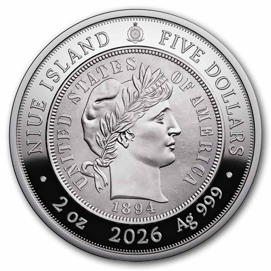 2026 Niue 2 oz Silver Greatest U.S. Coins: 1894-S Barber Dime