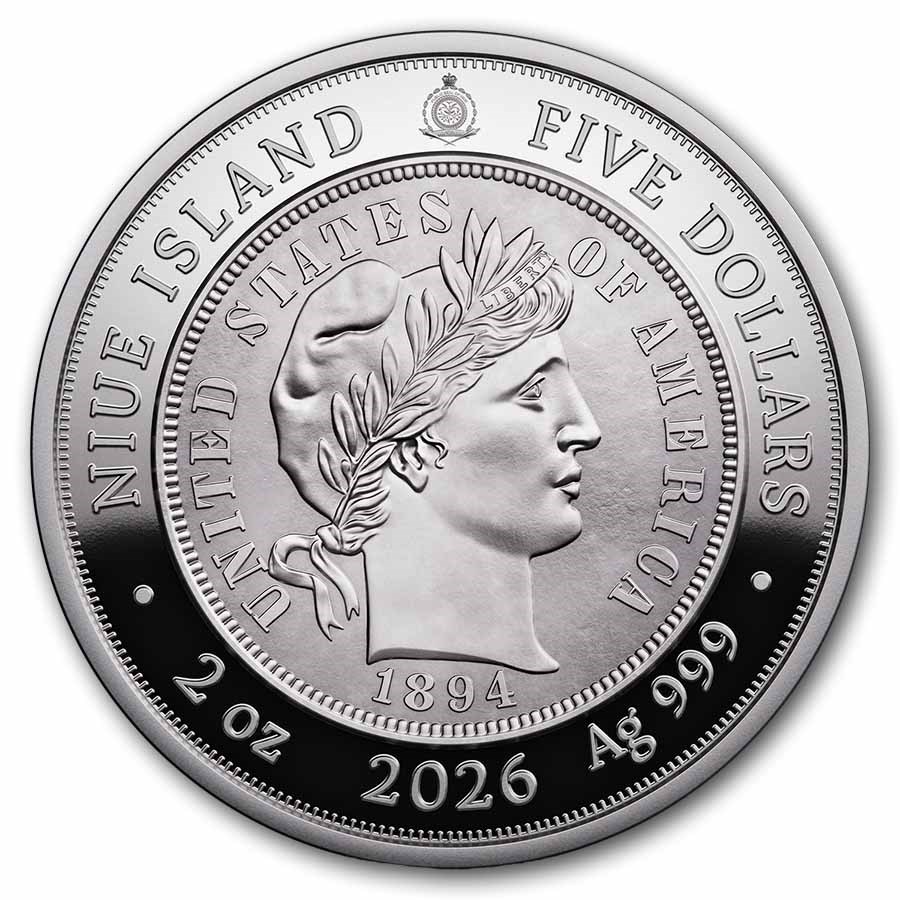 2026 Niue 2 oz Silver Greatest U.S. Coins: 1894-S Barber Dime