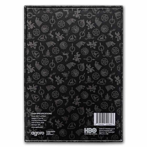 2026 Niue 5 oz Silver $10 Game of Thrones: Map of Westeros