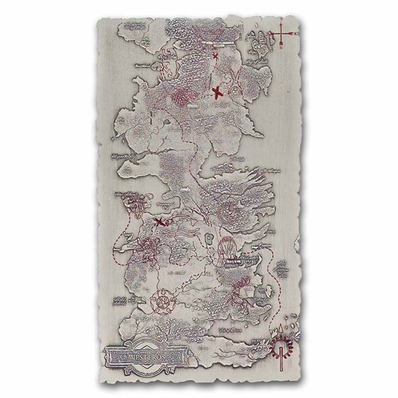 2026 Niue 5 oz Silver $10 Game of Thrones: Map of Westeros