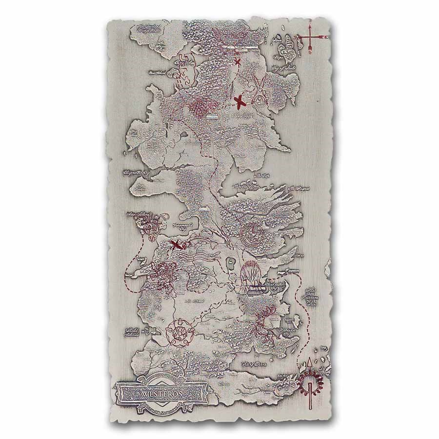2026 Niue 5 oz Silver $10 Game of Thrones: Map of Westeros