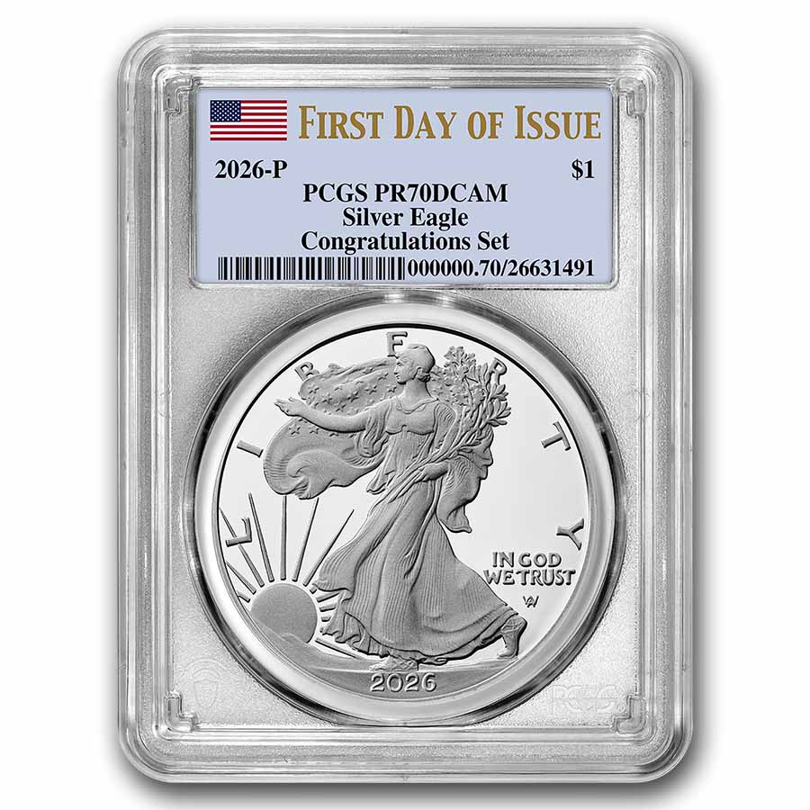 Buy 2026-P Silver Eagle PR-70 PCGS (FDI, Congrat Set) | APMEX