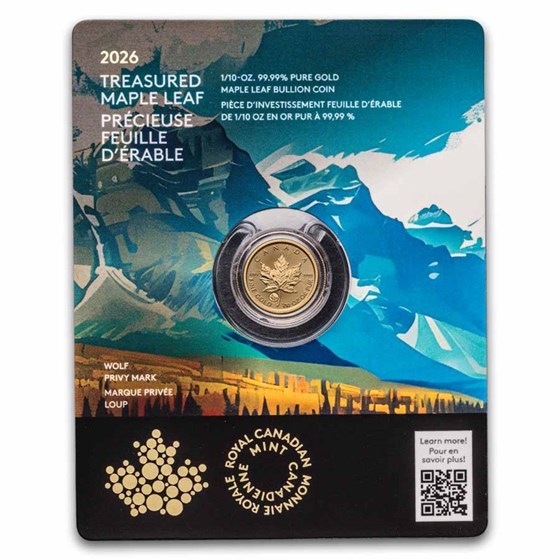 2026 RCM 1/10 oz Gold $5 Treasured Gold Maple Wolf Privy