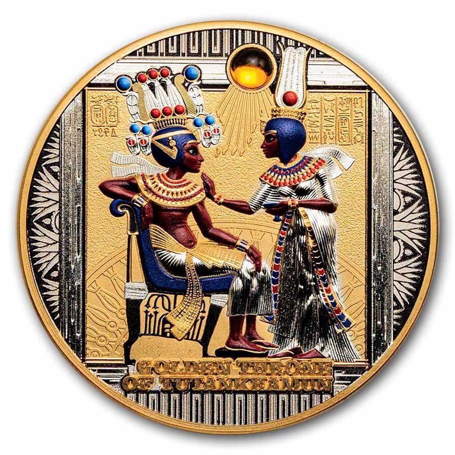 2026 Rep. of Cameroon 3 oz Silver Throne of Tutankhamun