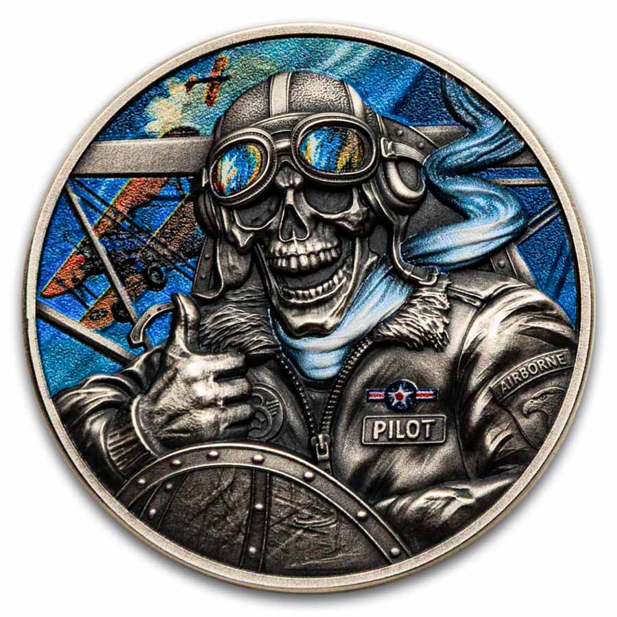Buy 2026 Ghana 1 oz Silver Memento Mori Pilot Antiq | APMEX