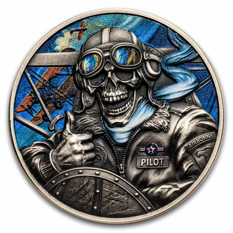2026 Republic of Ghana 1 Oz Silver Antique Memento Mori: Pilot