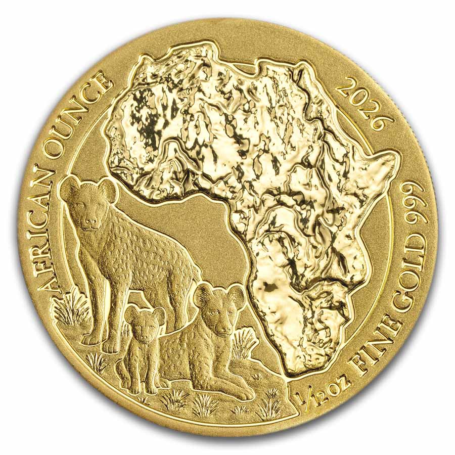 2026 Rwanda 1/12 oz Gold African Ounce Spotted Hyena BU
