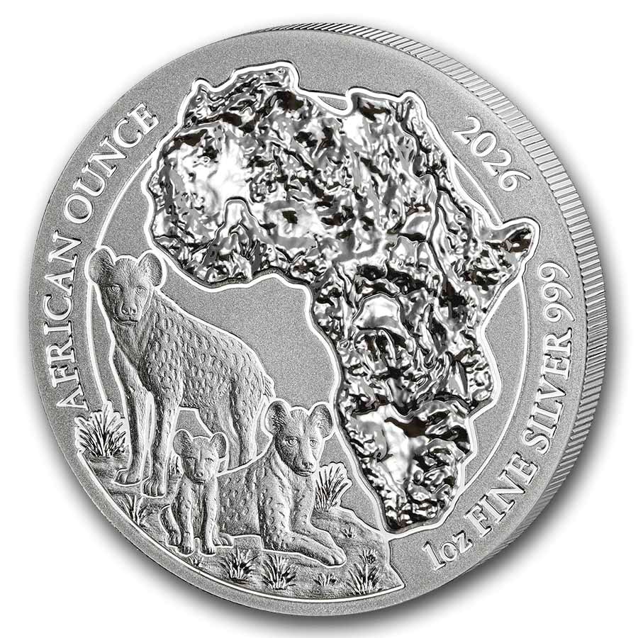 2026 Rwanda 1 oz Silver African Ounce Spotted Hyena BU
