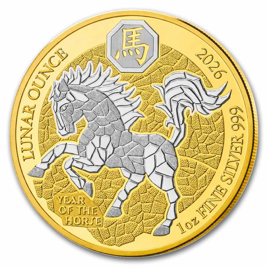 2026 Rwanda 1 oz Silver Lunar Year of the Horse Gilded Proof