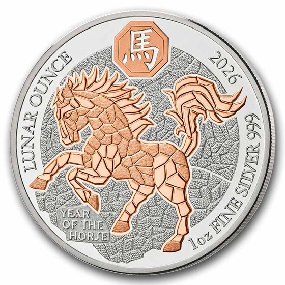 2026 Rwanda 1 oz Silver Lunar Year of the Horse Rose Gilded Proof